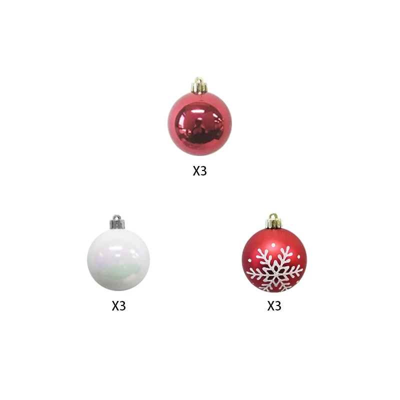6cm 9pcs/Set Factory OEM&ODM Custom New Design Red And White Plastic Christmas Tree Decoration Balls For