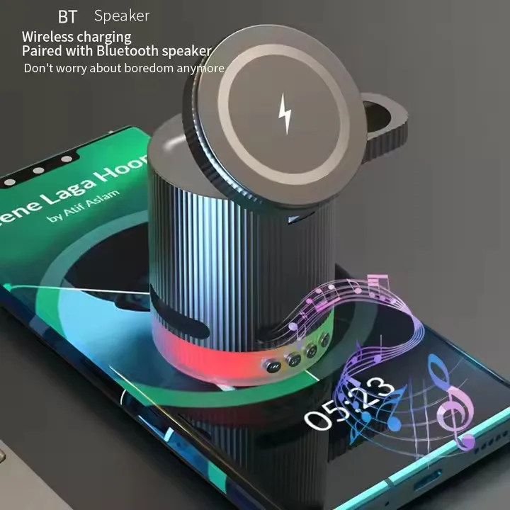 4 in 1 multifunction BT speaker Magnetic mini wireless charger station For iphone charger Smart watch Earphone