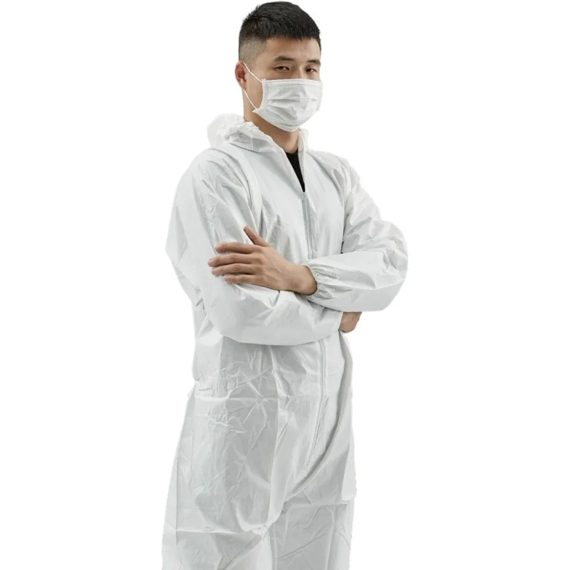 PPE Non Woven Protective Coverall Chemical Protection With Hood Full Body