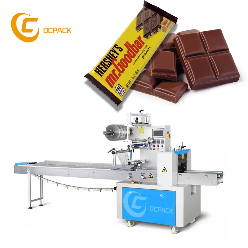 Automatic Pillow Wafer Biscuit Chocolate Bar Cereal Bar Protein Bars Packaging Machine