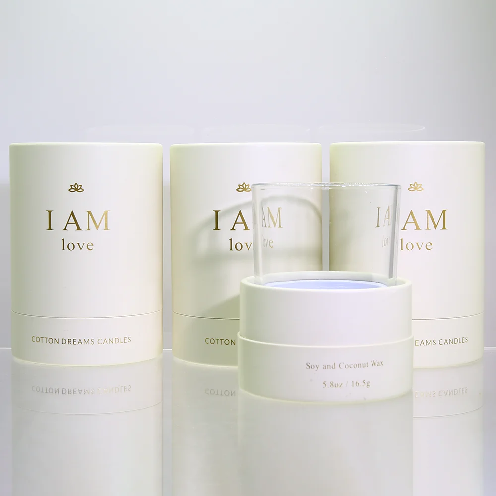 Custom Cardboard Container Handmade Soy Wax Private Label Luxury Candle Glass Jar Box Tube Packaging for Cosmetics