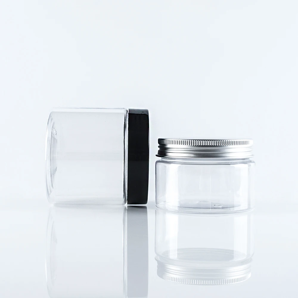 Food Grade Empty 120ml 150ml Cosmetic Packaging Clear PET Plastic Cream Jars With Screw Top Lids