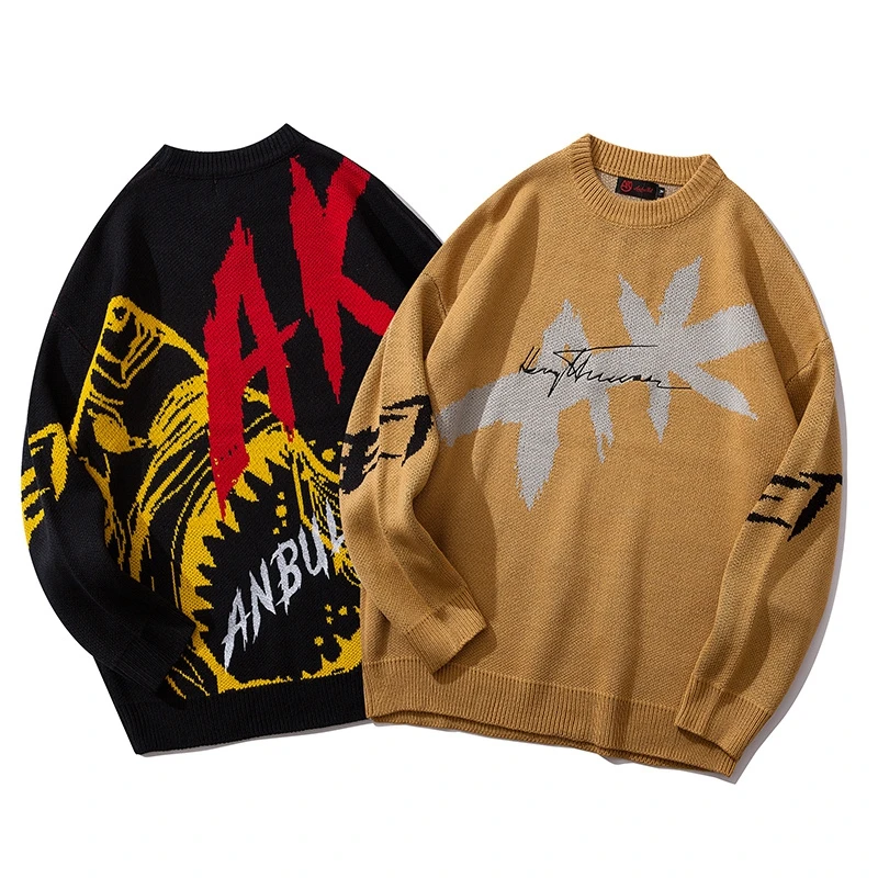 
High Street Fashion New Oversized Sweater Shark Pattern Men Cheap Sweater Mens Oversized Sweater 