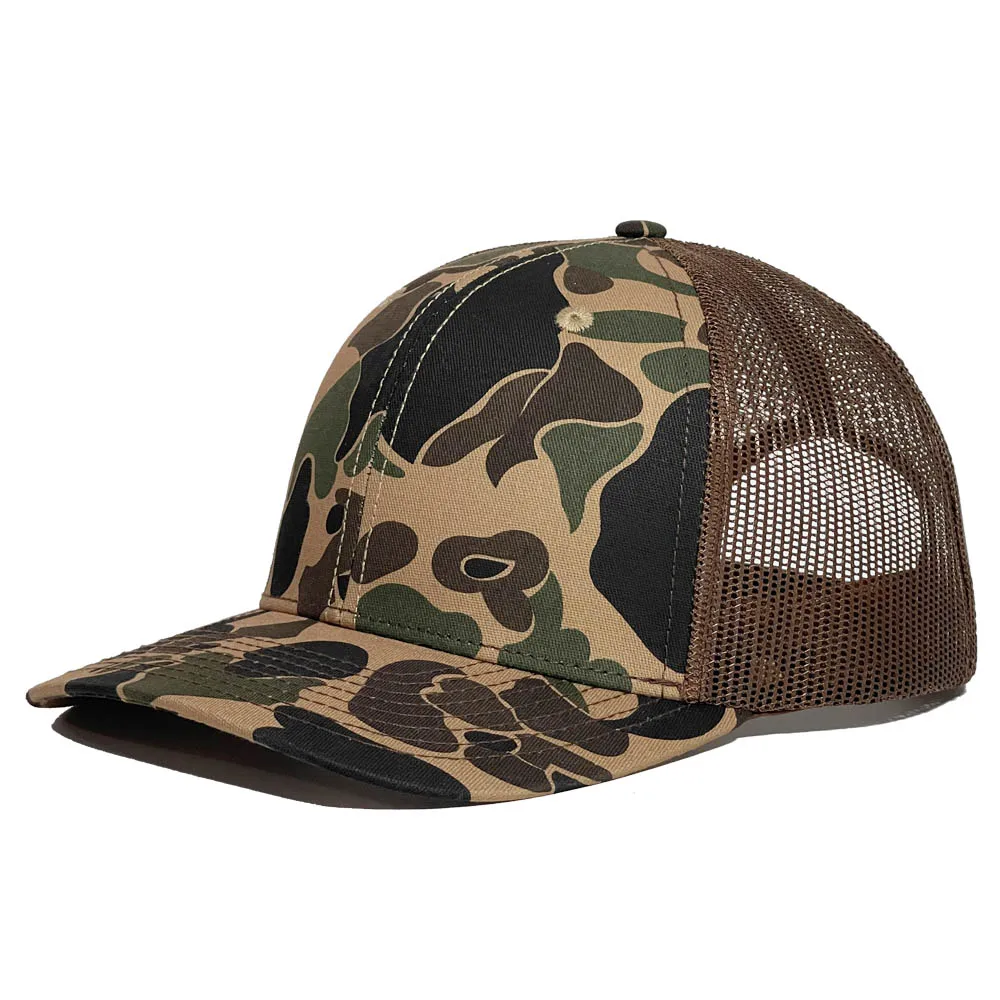 Custom Duck Brown Camo Snapback Mesh 6 Panel Richardson 112 Trucker Cap Hats