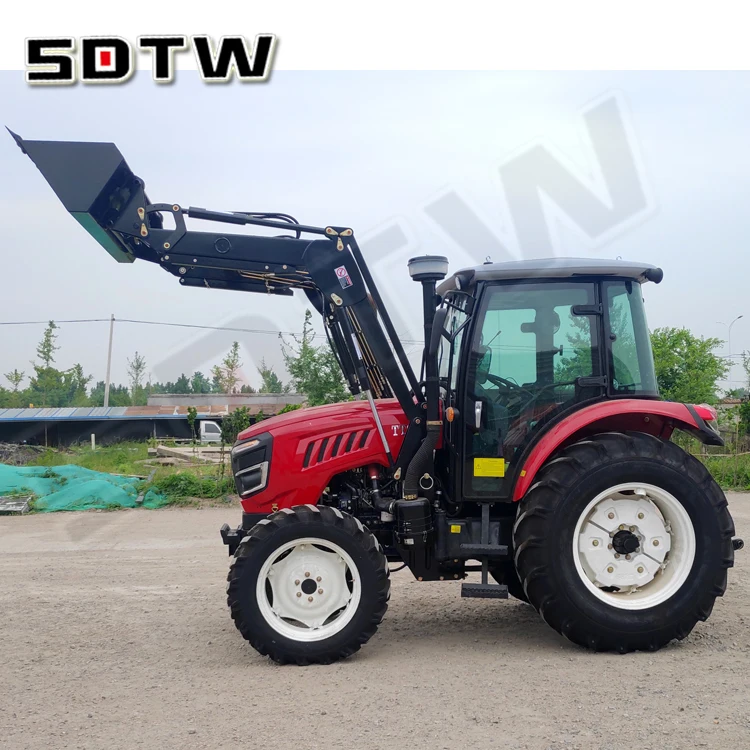  4x4 колесный привод 100 л.с. трактор TT1004 с фронтальным погрузчиком и экскаватором-погрузчиком на