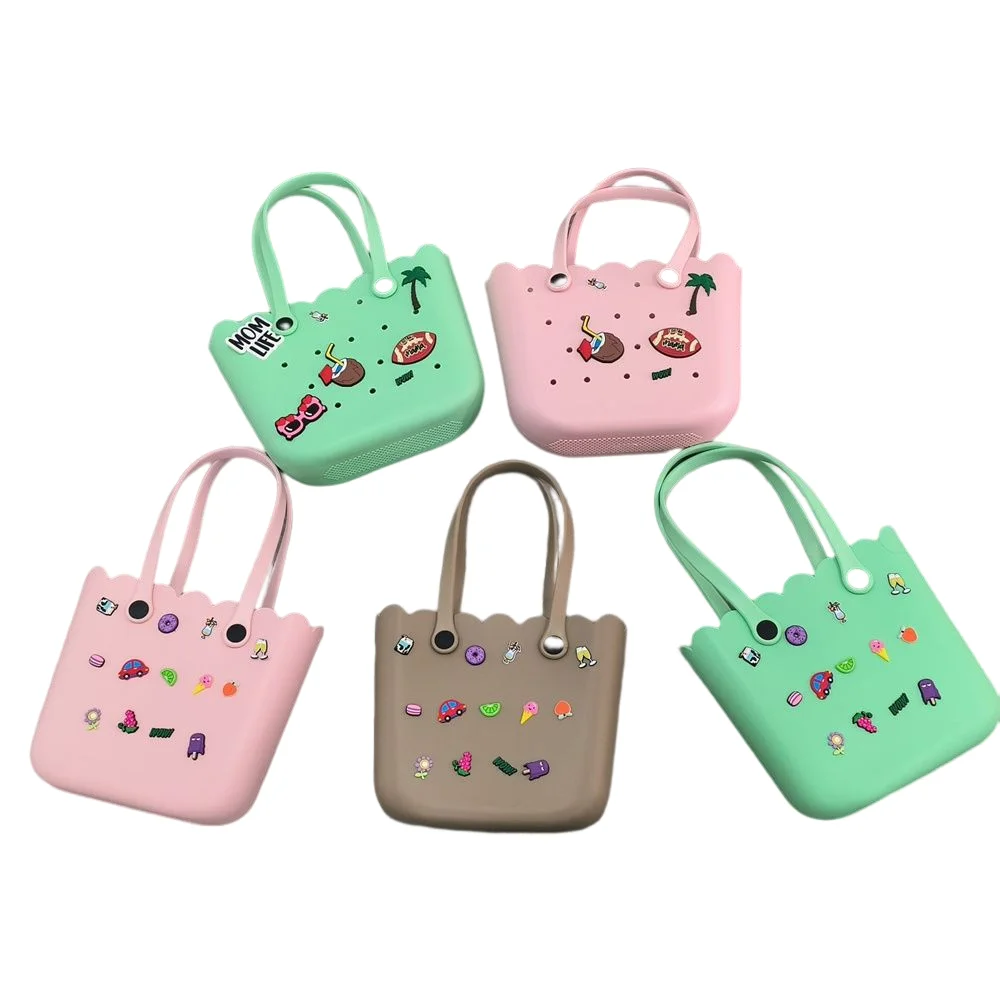 Rubber Beach Bag Eva Perforated Waterproof  Durable Open Silicone Tote Bag For Outdoor Beach Pool Sports