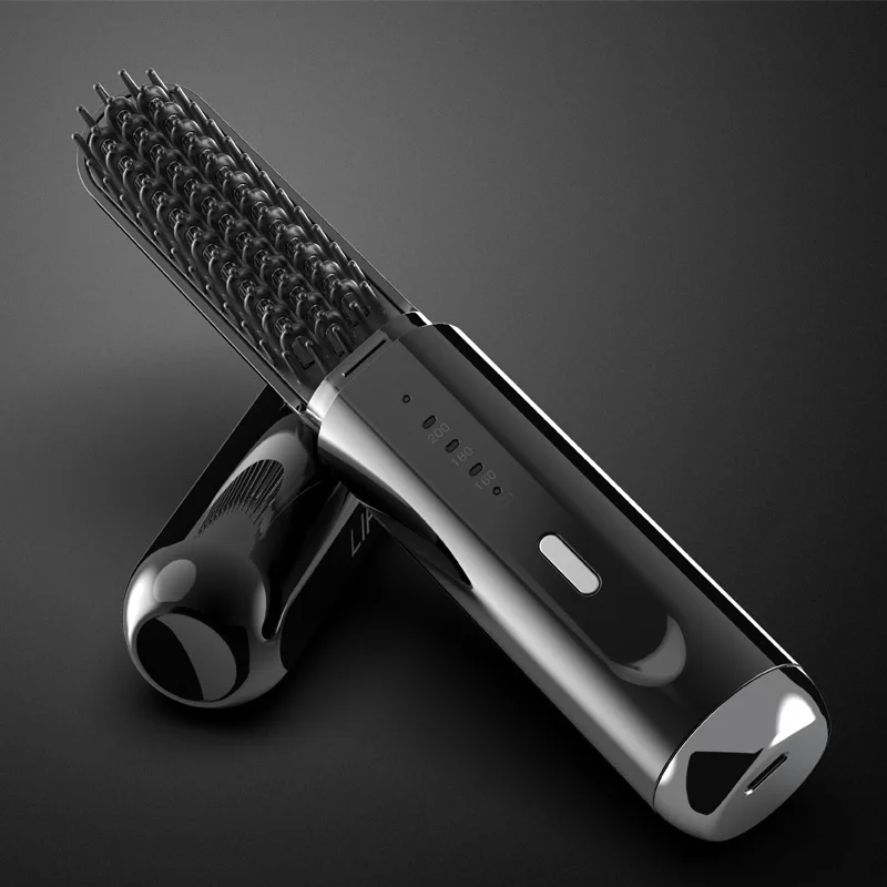 2 in 1 Wireless Hair Straightening Comb USB Rechargeable  Hair Straightener Men Beard Portable Mini Hair Flat Iron