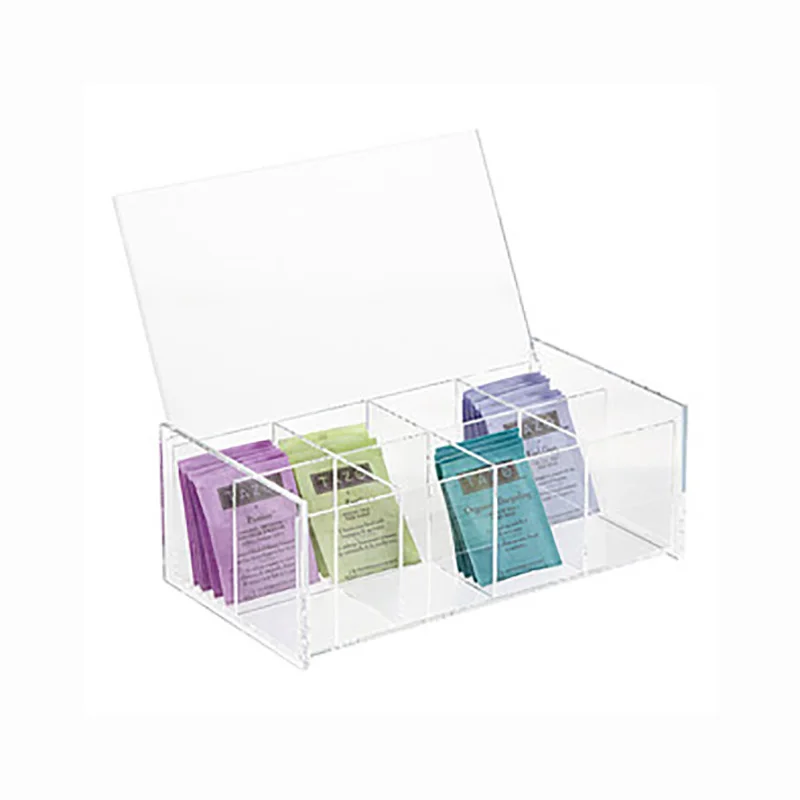 Clear Sugar Tea Bag Storage Box Custom Acrylic Tea Bag Dispenser