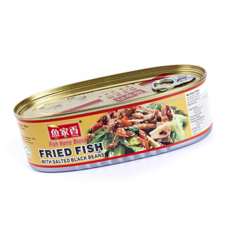 Professional Factory Canned Food Supplier Canned Fried Fish with Salted Black Beans in Oil 184g