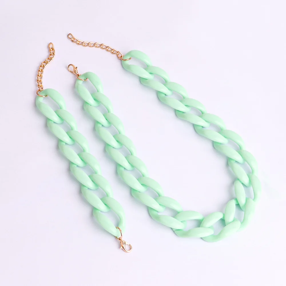 Acrylic Chunky Chain Candy Color Necklace and bracelet set