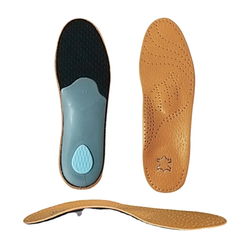 Wholesale Flat Feet Leather Orthotic Insoles For Plantar Fasciitis