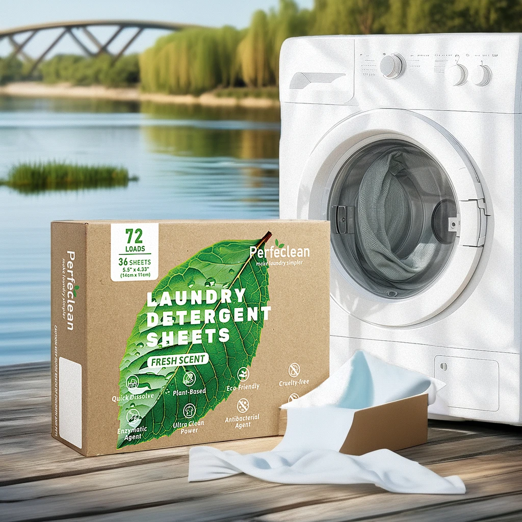Custom Eco-Friendly Hypoallergenic Laundry Soap Detergent Sheets Enzymatic Tablets Strips Sheets Biodegradable with Enzymes