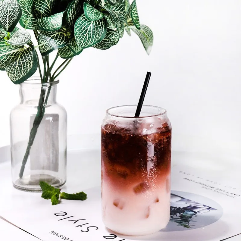 Glass Cup With Lid And Straw Borosilicate Glass Cup Glass Drinks Beer Cup