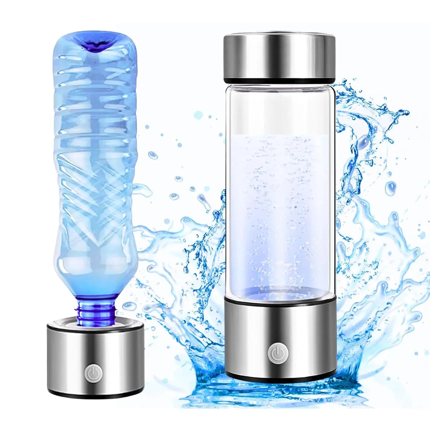 2 In 1 420ml Portable Alkaline Glass Water Bottle Rich In Antioxidant Hydrogen Ions Using Pem Spe Technology