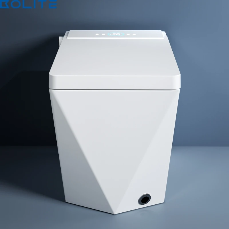 2024 Good Selling Diamond Cut Grain Black White Automatic Porcelain Smart Auto Washing And Cleaning Intelligent Toilet