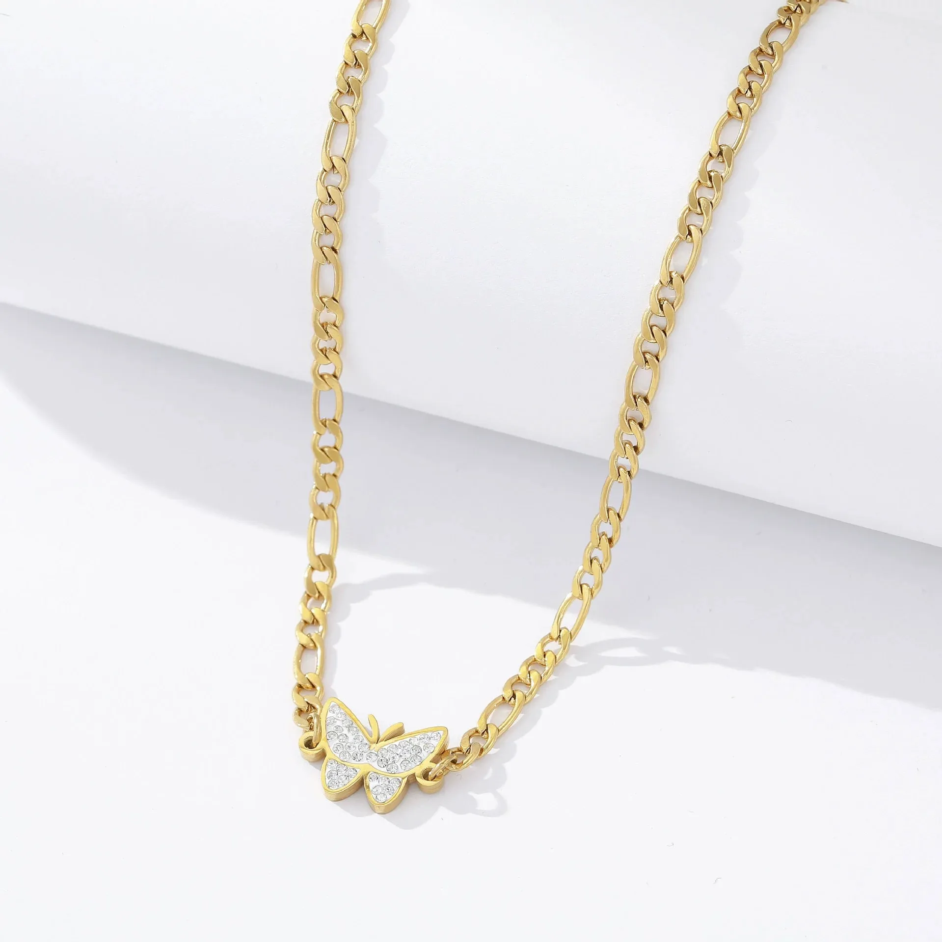 Crystal Butterfly Necklace Rhinestone Pendant Choker Necklace Jewelry for Women and Girls