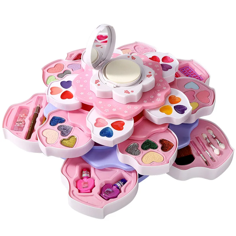Children Cosmetics Set Private Label Girls Makeup Kit For Kids Toy With Mirror and Cosmetic Brush