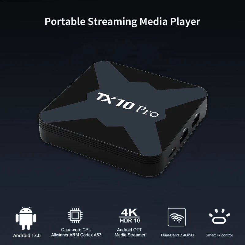TX10 Pro Allwinner H616 2GB 16GB 5G wifi media player 4k HD video smart tv box android box TX10 Pro