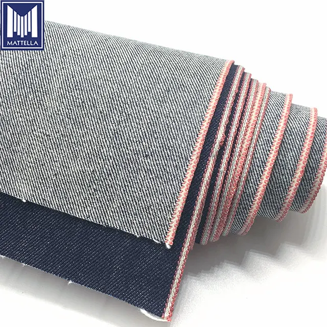 Оптовая продажа с китайского завода, джинсовая ткань в японском стиле с розовым краем, индиго, необработанным краем для мужчин