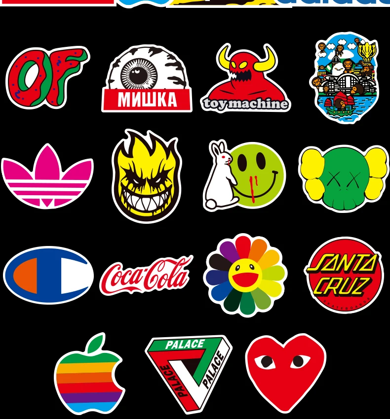 2020 модный бренд граффити ПВХ самокат автомобиль чемодан бутылка для воды блокнот холодильник наклейки Пользовательские DIY наклейки водонепроницаемый w