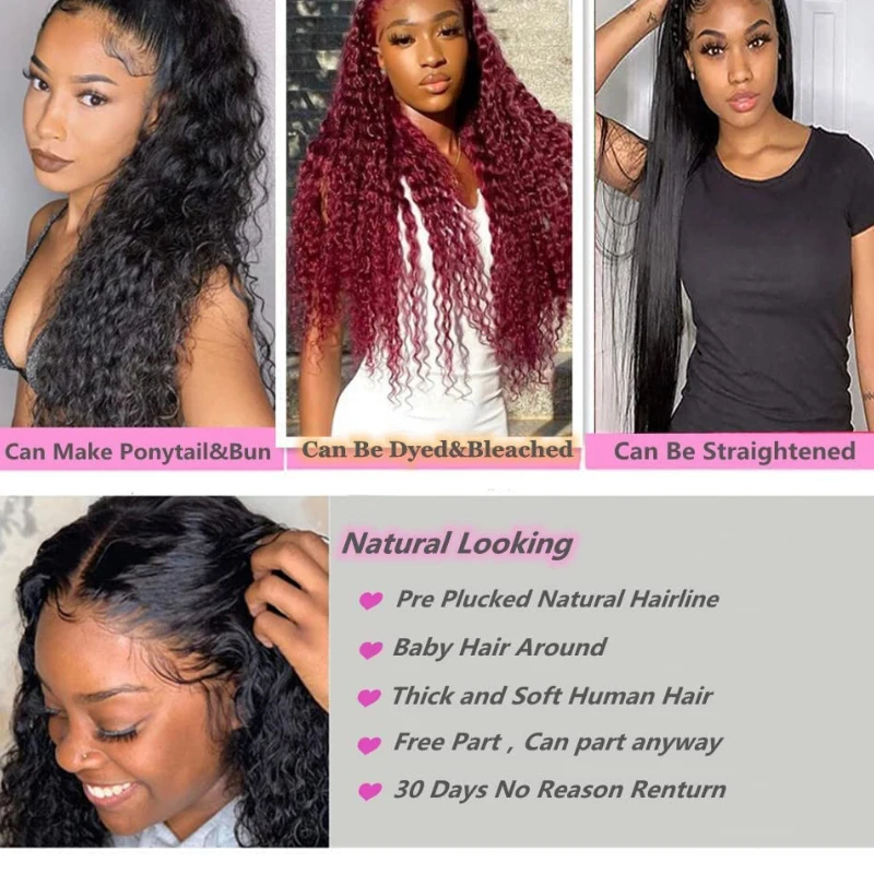 deep wave 2023 180% density Brazilian Hair Virgin Human Hair Full Lace Wigs 28 inch lace front wig 13x4 curly
