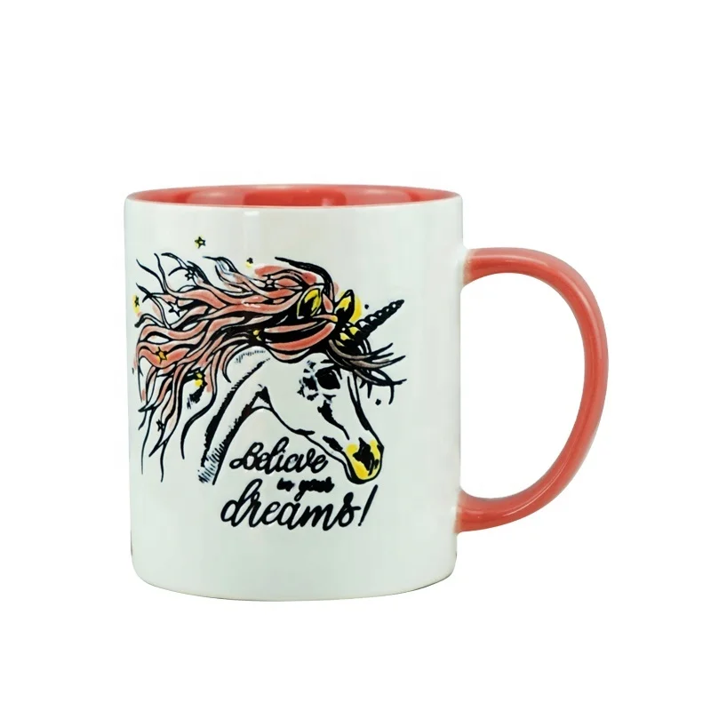 Ceramic Coffee Tea Cups Saucer Sets  Restaurant OEM  Factory wholesale ceramic tableware unicorn LOGO coffee mugs custom package