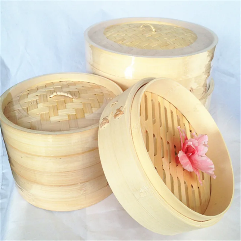 Natural color organic bamboo steamer 6inch 8inch 10inch or customized size bamboo steamer with logo