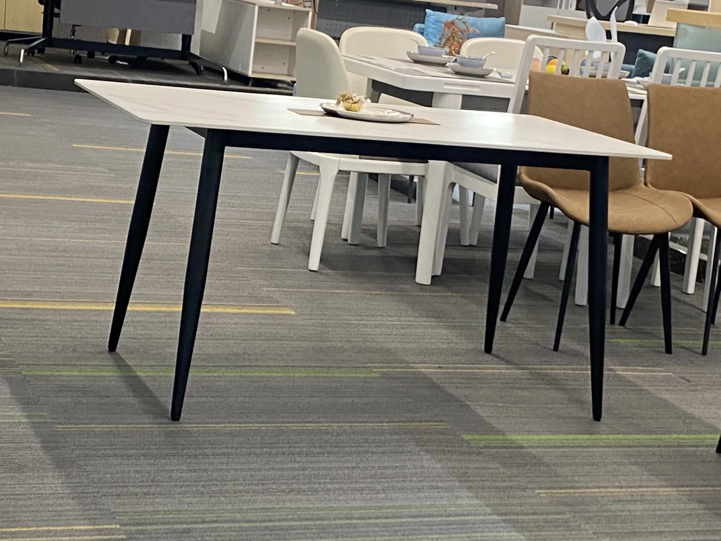 Modern room furniture square rectangle restaurant marble dining table with 6 chairs