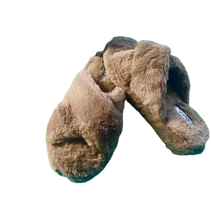 
Custom Fashion Soft Pink Indoor Outdoor Sleepers Fluffy Fuzzy Slides Women Sheepskin Fur Slippers 