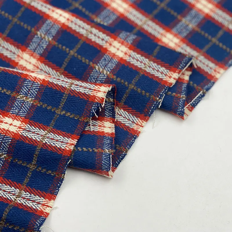 Fashion vest scarf man women small check plaid herringbone flannel 95% cotton blended 5% chenille shirt fabric