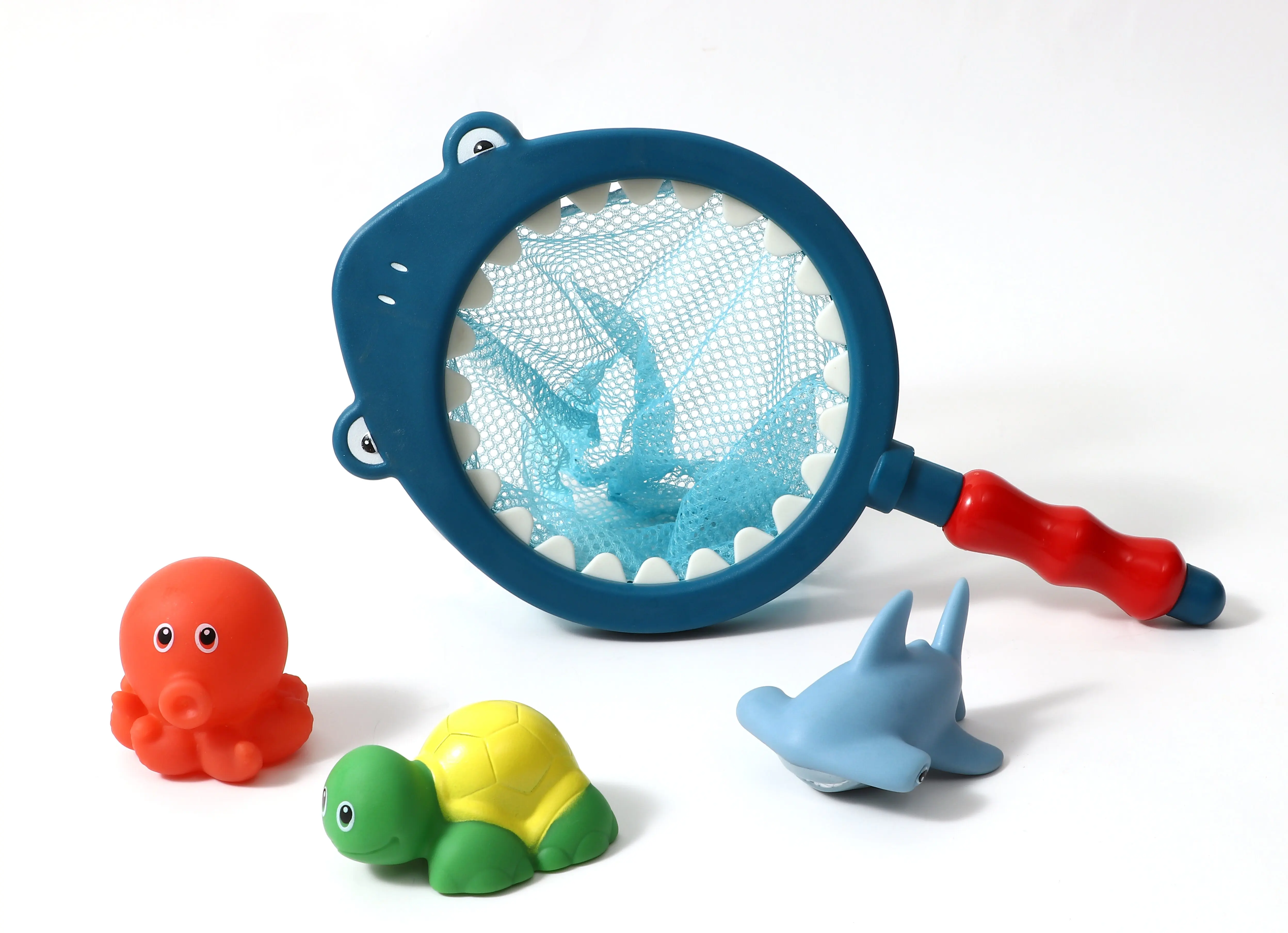 Baby Bath Toy Fishing Floating Animal Squirts Toys Games Fish Net Game Bathtub Bathroom Pool Toy