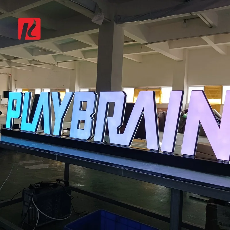 Kexian Custom Table Top LED Business Name Acrylic Letters Sign Reception Counter Shop Name Sign Brand Display