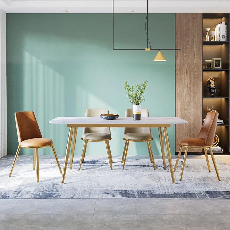 Italian contemporary scandinavian marble dining table and chair combination set