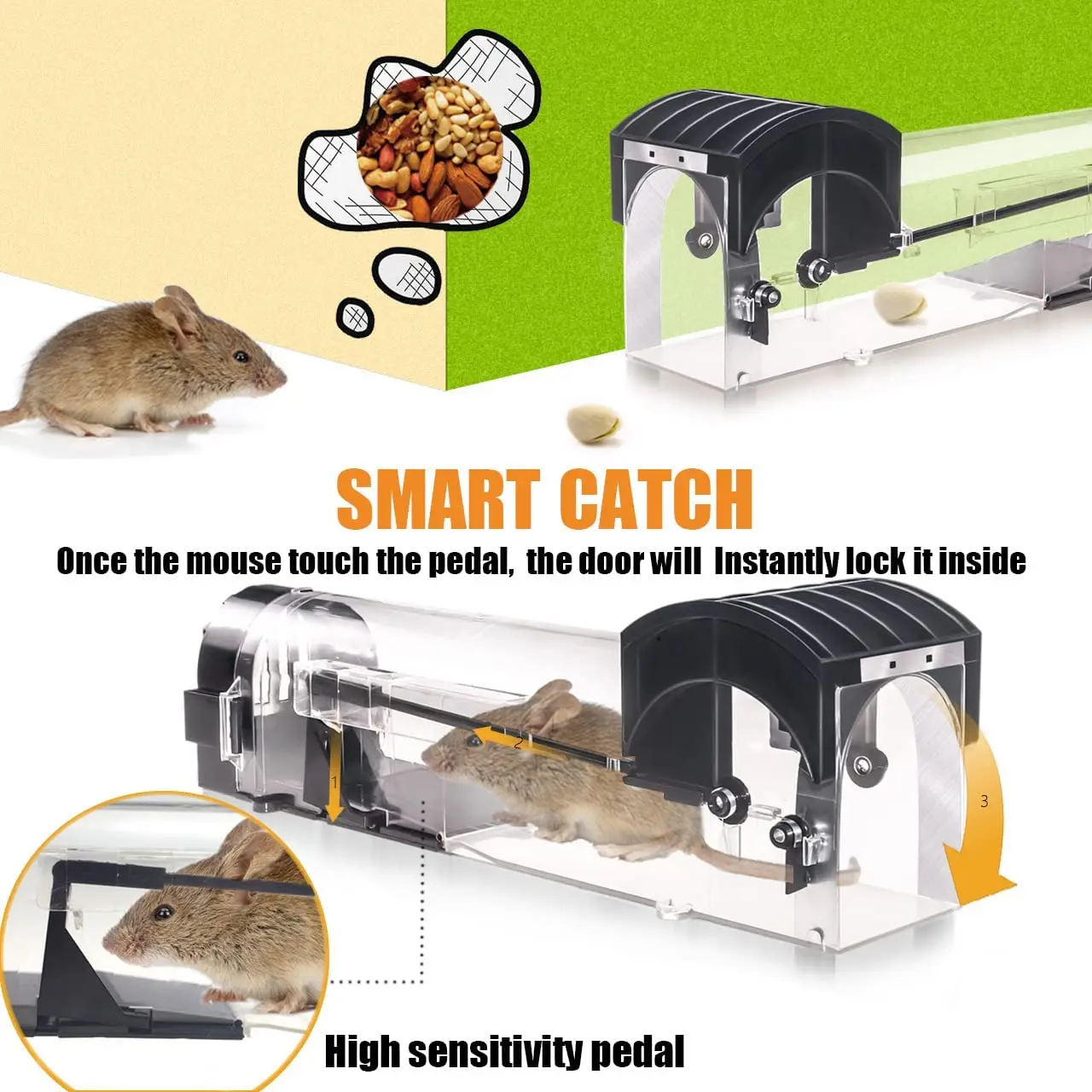 SJZ OEM/ODM New arrival Highly effective plastic Smart humane live catch rats mouse trap machine mouse trap cage mouse trap