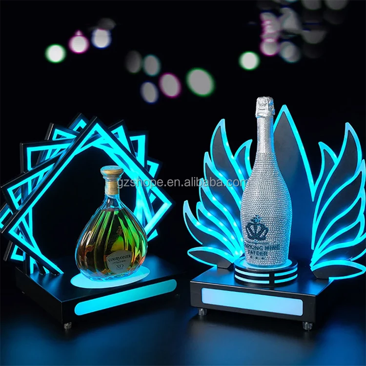 SHP Custom Led Luminous Wine Rack Wine Tray Acrylic Wine Display Stand Whiskey Luminous Base