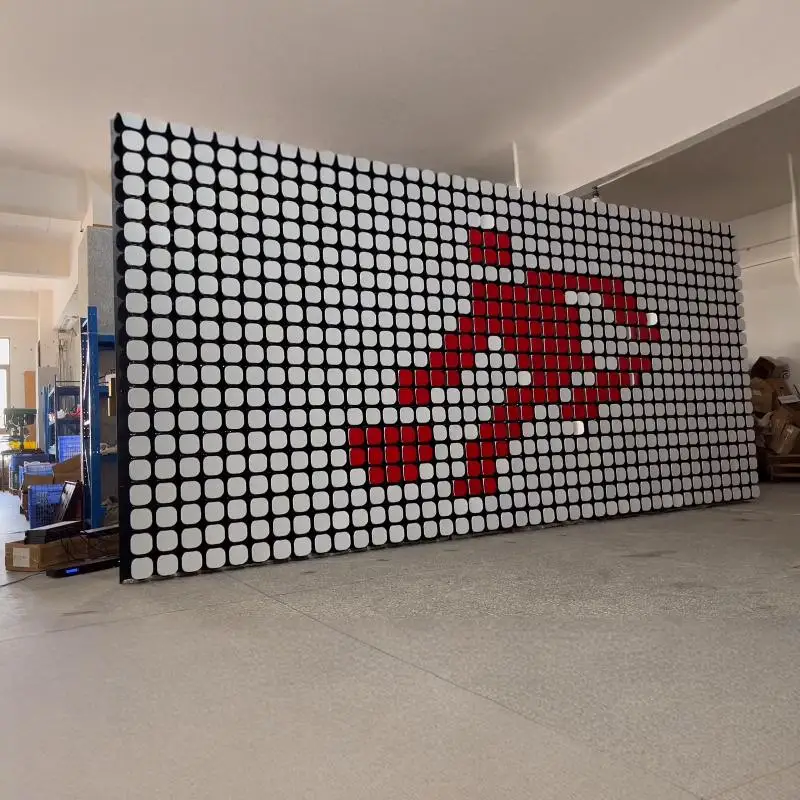 Kinetic Interactive Wall Decoration Dynamic Flipping Disc Display for Event Exhibition matrix curtain wall