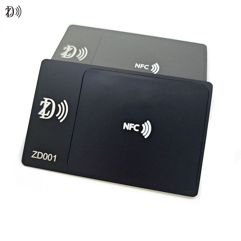 Matte black NFC Metal Business Card Laser Logo Printing 13.56MHz Custom RFID Metal Card