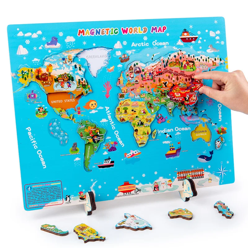 World Map Jigsaw Puzzle for Kids 4-8 Globe Large Round Floor Puzzles for Kids Toddler Games Educational Toys Birthday