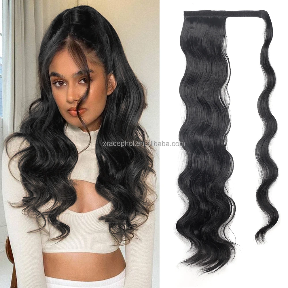 New Style Long Wavy Synthetic Hair Ponytail Extension Wrap Around Clip in  Hairpieces Pony Tail for Daily Party Use