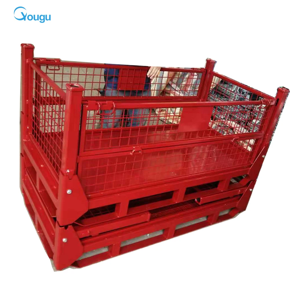 Industrial customized transporting stainless steel wire mesh basket/ storage roll container pallet cage
