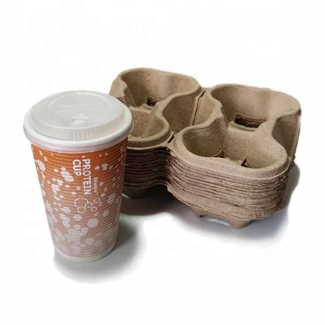 Hot sell disposable double wall paper coffee takeaway cup holder with paper bag for hot drinks