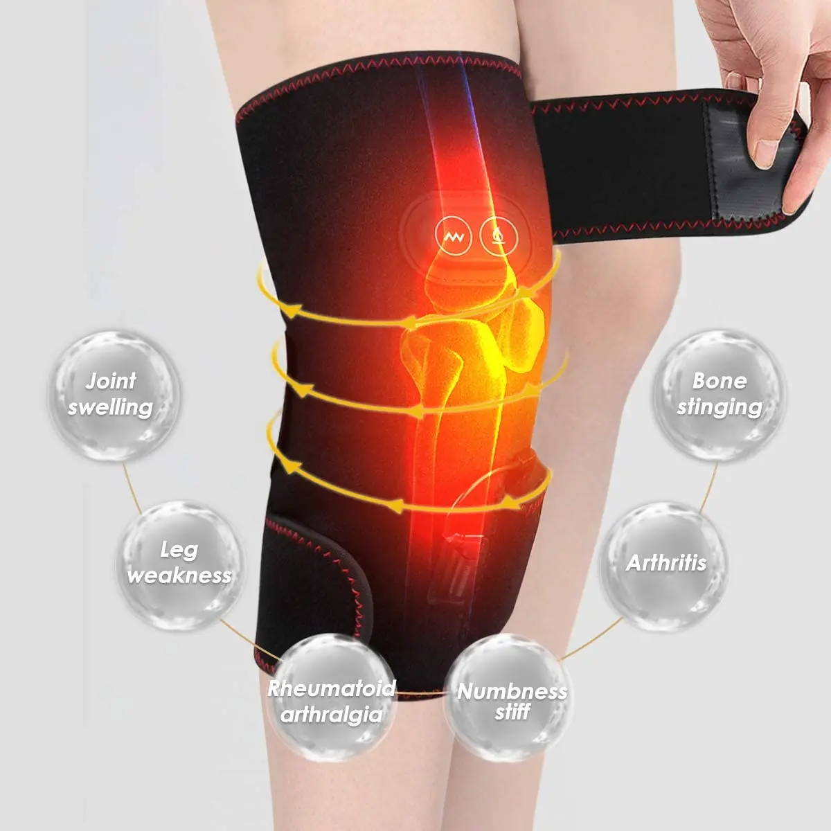 Infrared Heated Therapy Knee Massager Knee Physiotherapy Health Instrument Arthritis Elbow Pain Rheumatism Vibration Massager