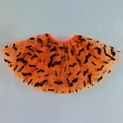 Fashion Kids Girls Mesh Skirts Princess Bats Printed Pleated Tutu Girl Faldas Dance Clothes Party Halloween Skirt GTS018