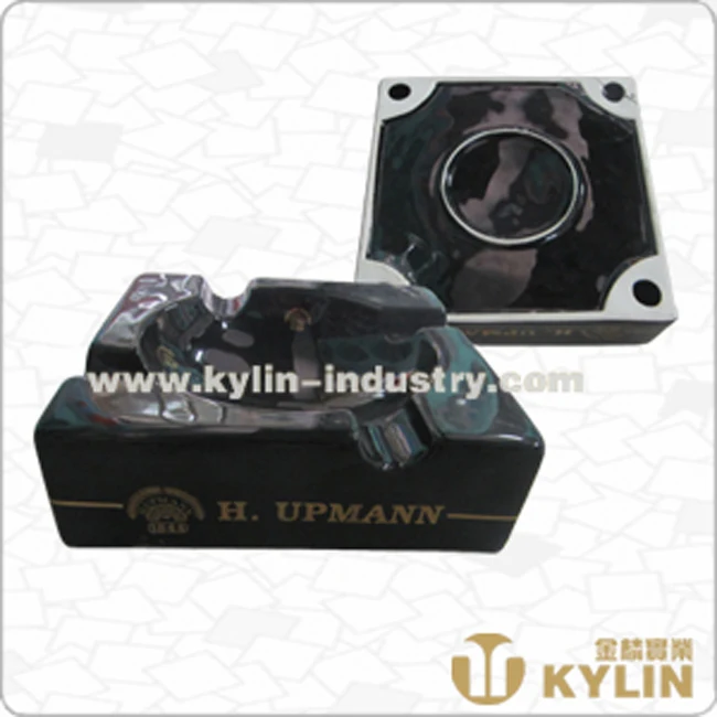 Custom logo printed ceramic ashtray porcelain square ashtray for hotel  office and home