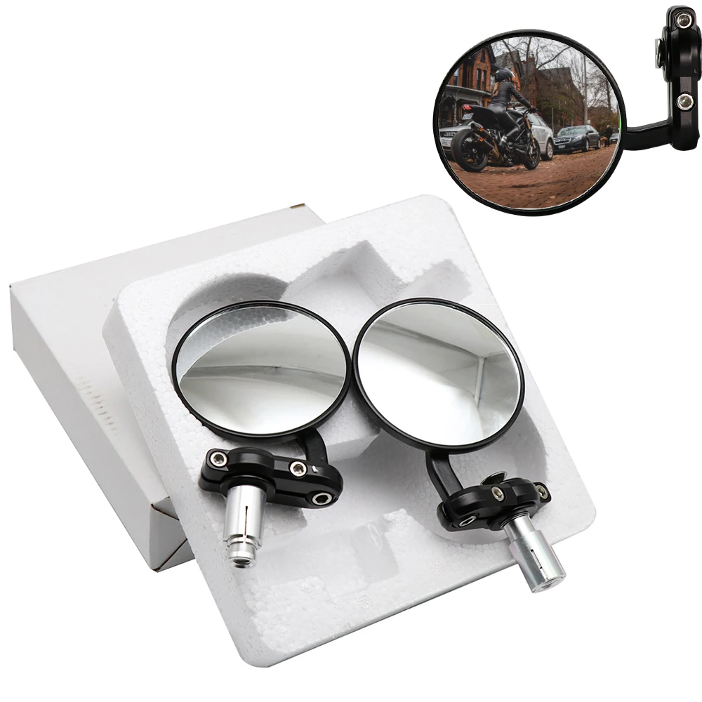 
Cafe Racer 2Pcs Aluminum Black sliver 22mm Retro hand bar adjustable motorcycle rear bar end mirror motorcycle for moto espejo 