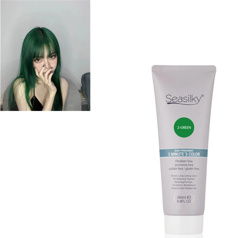 Sulfate-Free Fashion Blue Green Color Semi-Permanent Hair Color Cream Professional Color Conditioning 260ml