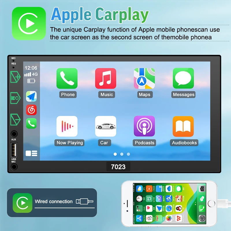 carplay 7 pulgadas radio car tv screen double din car stereo mp5 dvd palyer