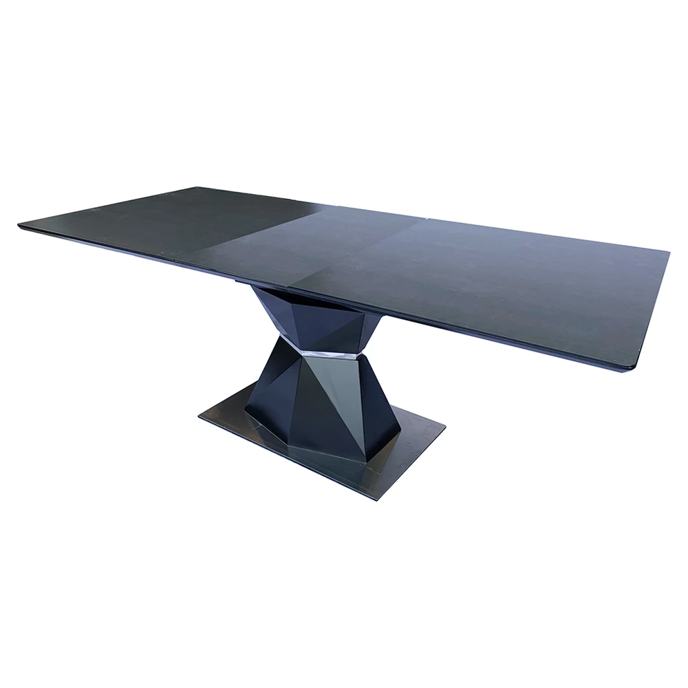 Современная мебель для отелей на заказ, растягивающийся обеденный стол с керамическим стеклянным верхом и алмазным основанием для ресторанов