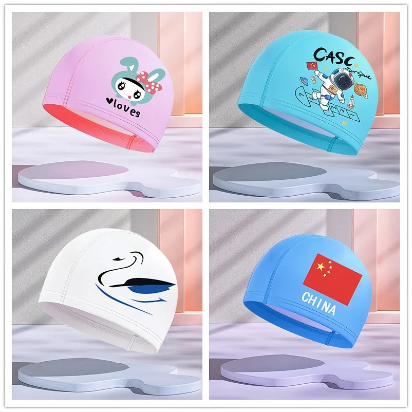 Hot Sale Pool Swimming Hat Custom Logo Printed Elastic Different Size Adult Kids Lycra Swim Cap