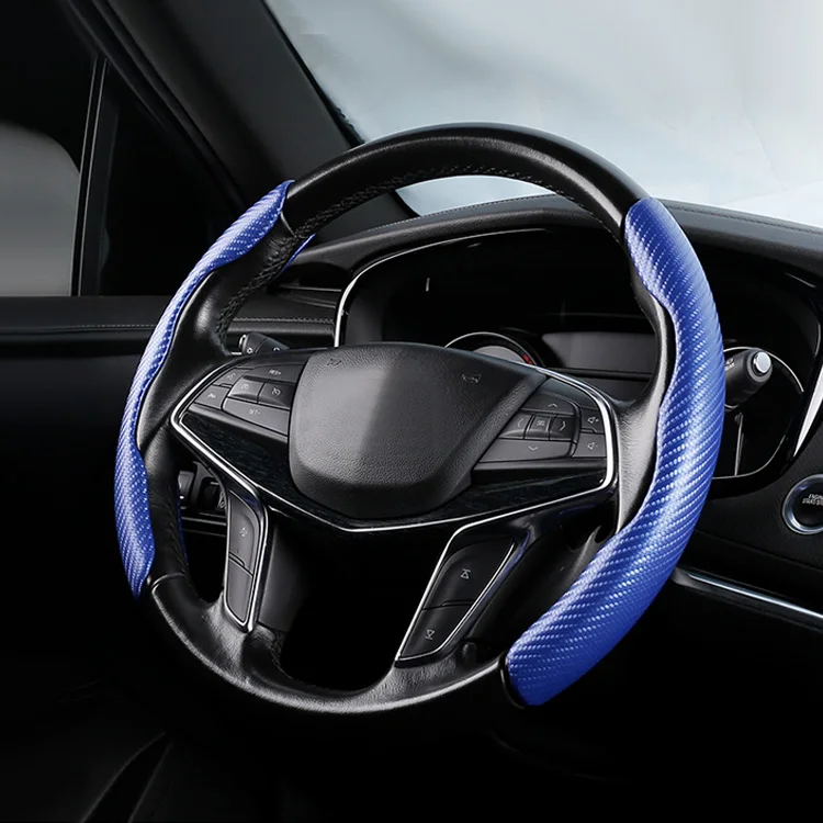 Hot sale universal size 36 38 40 cm carbon fiber leather car steering wheel cover
